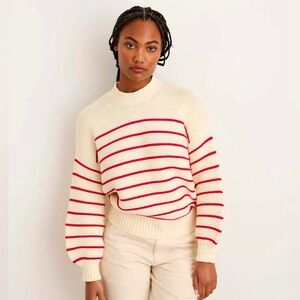 Alex mill button-back crewneck sweater in stripe, size small